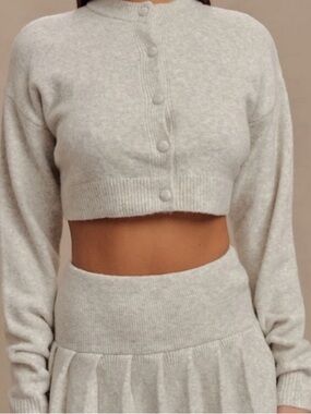 MESHKI Shelby Knit Cardigan Heather Grey Marle M NWT
